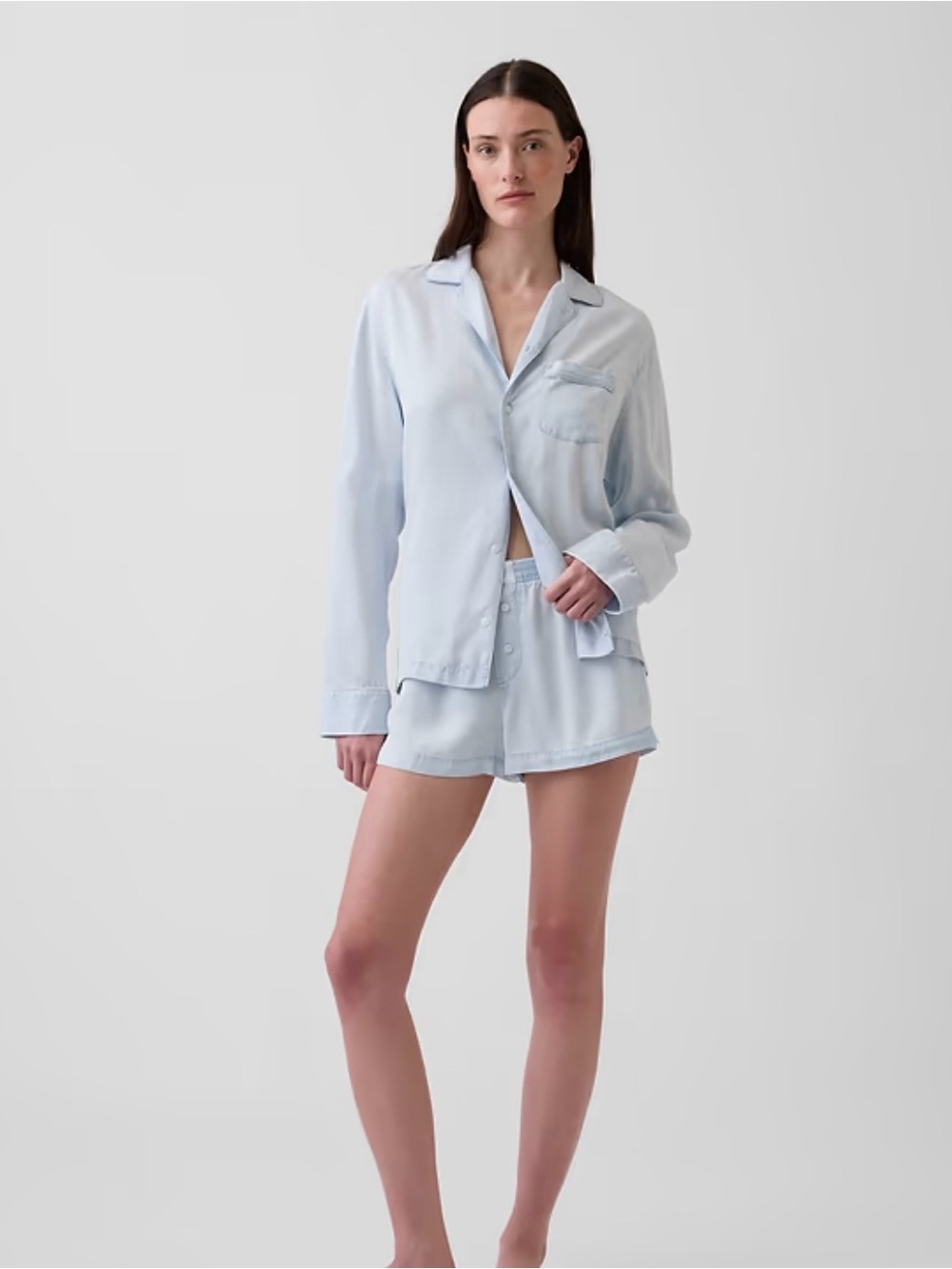 GAP Poplin PJ Boxer Shorts Elastic-Waist Lounge Light Blue Indigo NWT Medium